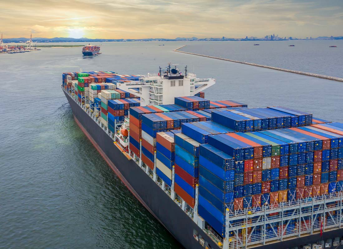 Ocean Marine Insurance - Container Freight Cargo Ship for Global Commerce Business Import Export Trade Logistics and Transportation Headed Overseas